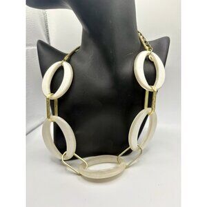 Rush By Denis Charles White Gold Tone Lucite Chain Link Necklace Statement